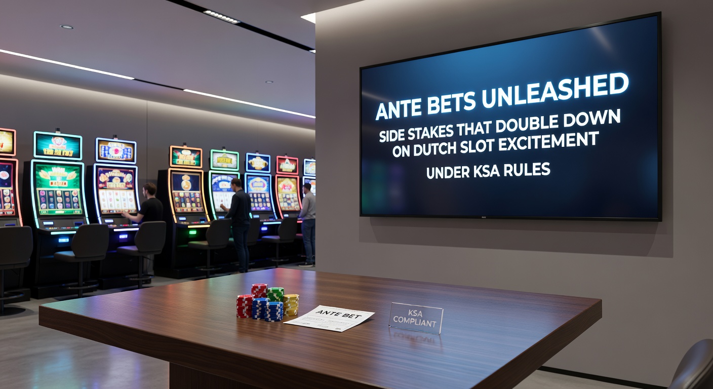 Voorbeeldscherm van een ante bet-actieve gokkast, met side stake knop en verhoogde winpotentieel onder Nederlandse casino-interface