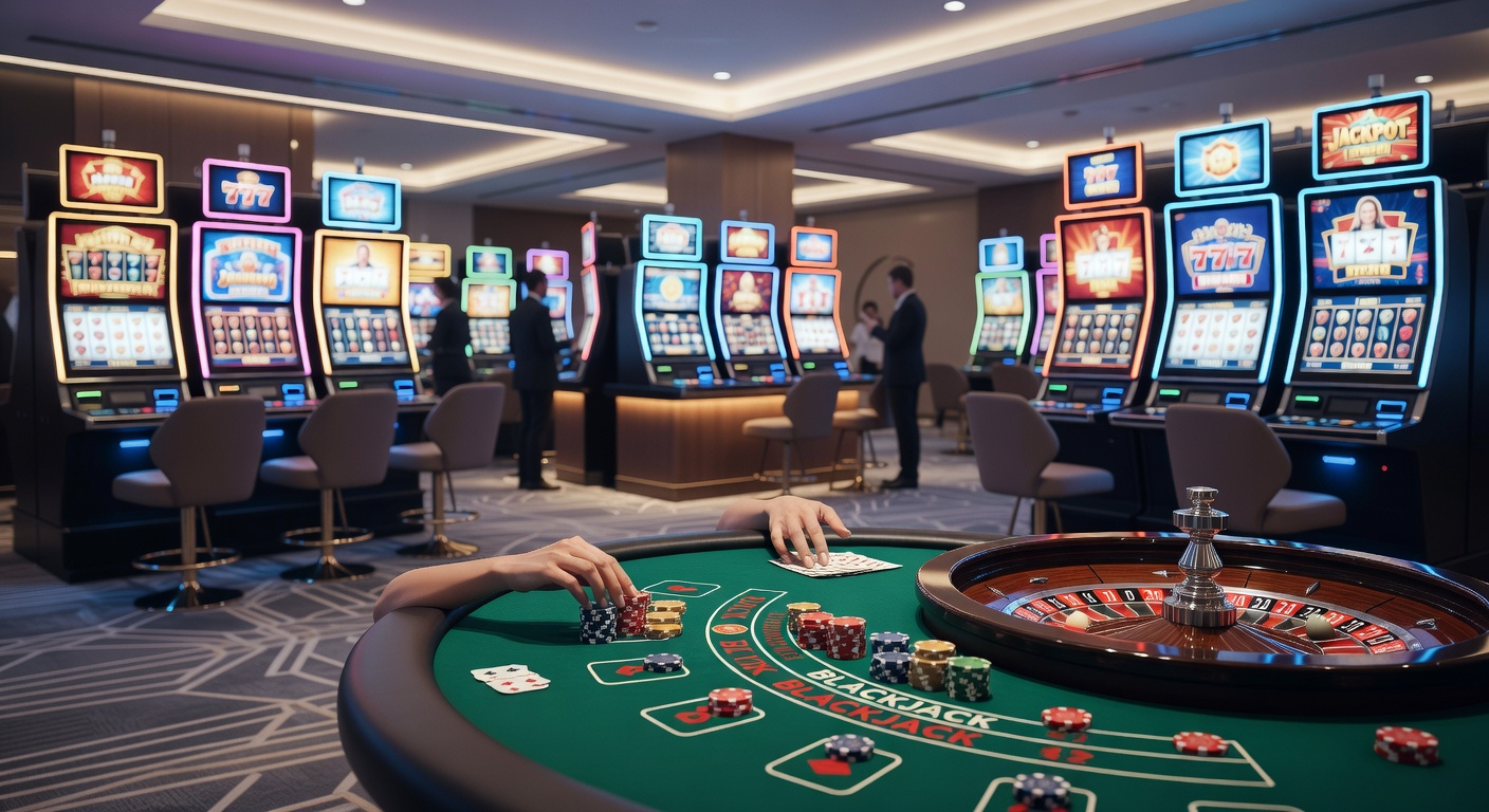 Live dealer aan een blackjack tafel, interactief met spelers via chat, met kaarten en chips in een moderne studio setting die de opkomst van real-time casino games illustreert