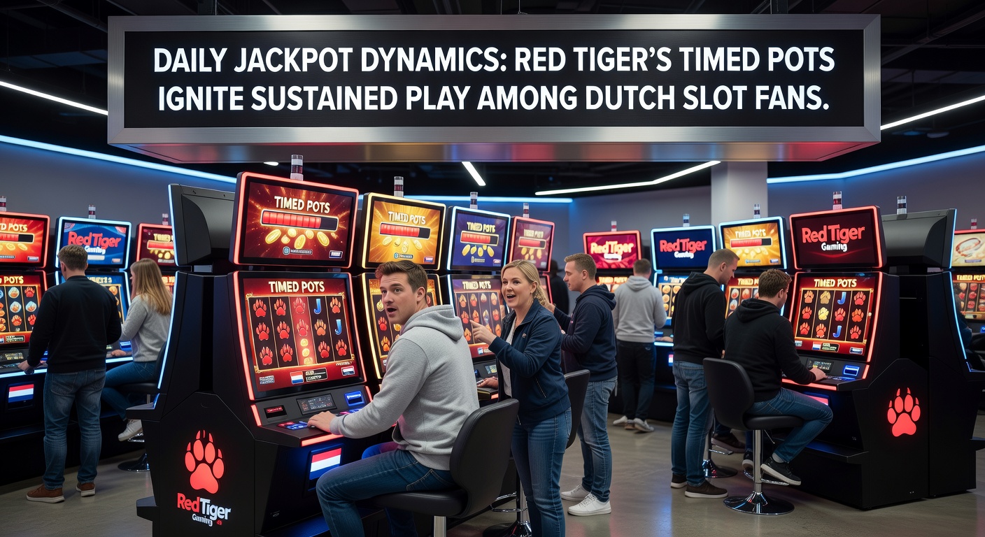 Schermafbeelding van een Red Tiger Daily Jackpot meter die oploopt naar een timed drop, populair bij Nederlandse spelers