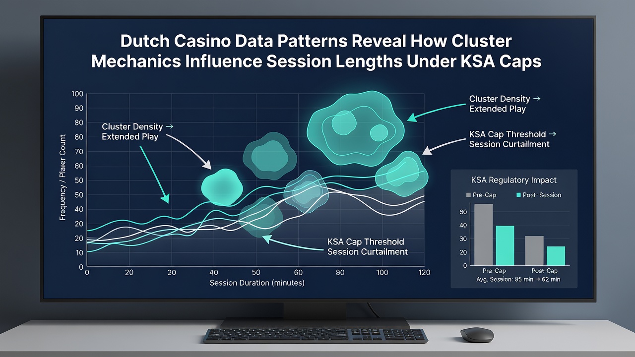 Grafiek die sessie lengtes vergelijkt tussen cluster en traditionele slots in Nederlandse casino's