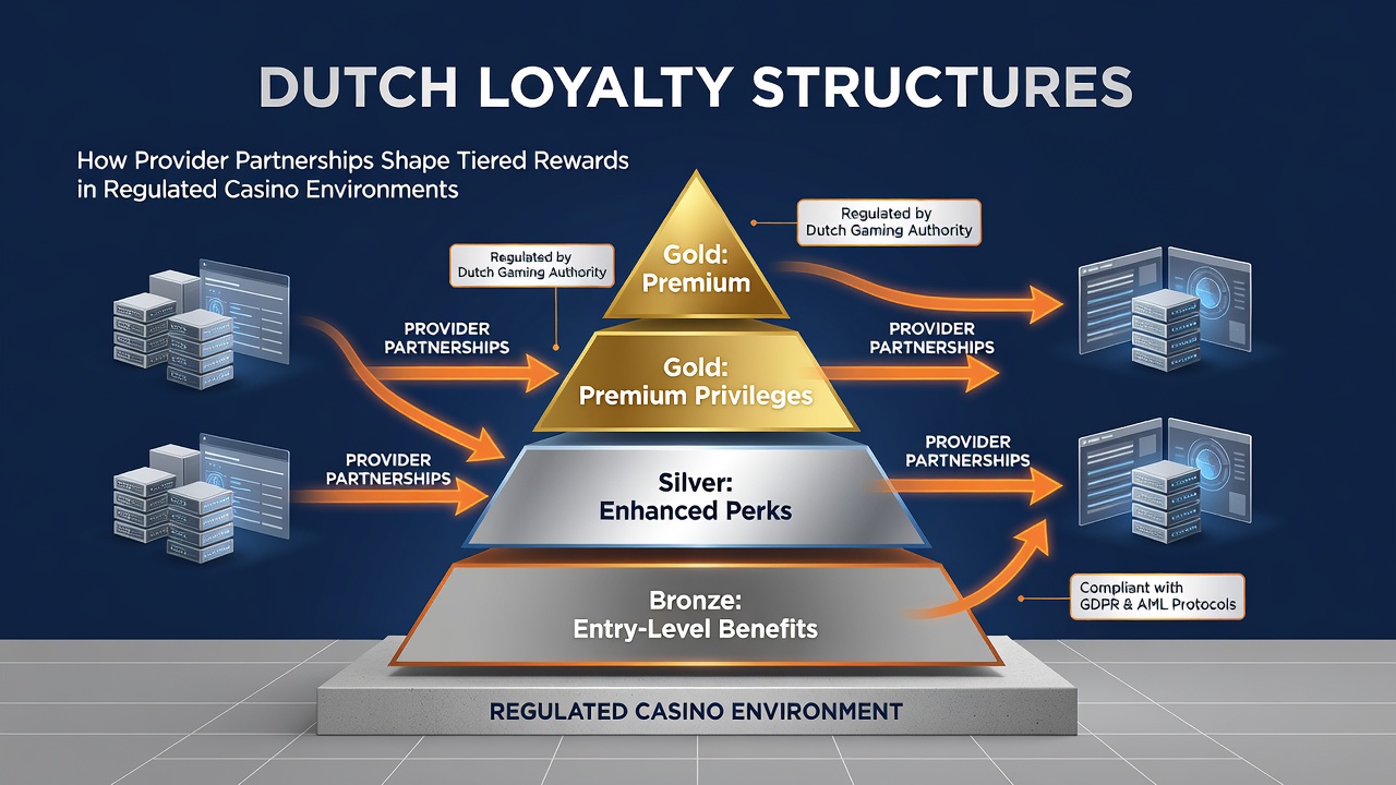 Diagram van tiered rewards en provider invloeden in Nederlandse casinos