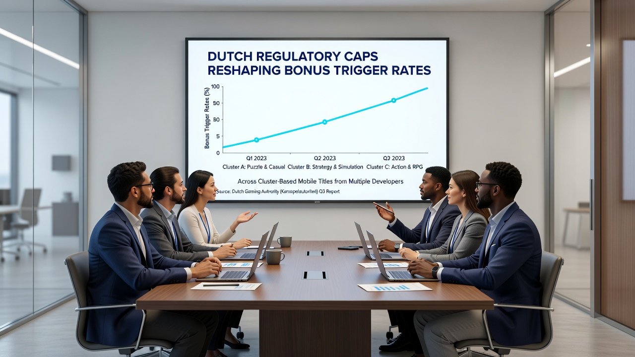 Grafiek van bonus trigger rates in Nederlandse mobiele cluster slots voor en na KSA caps