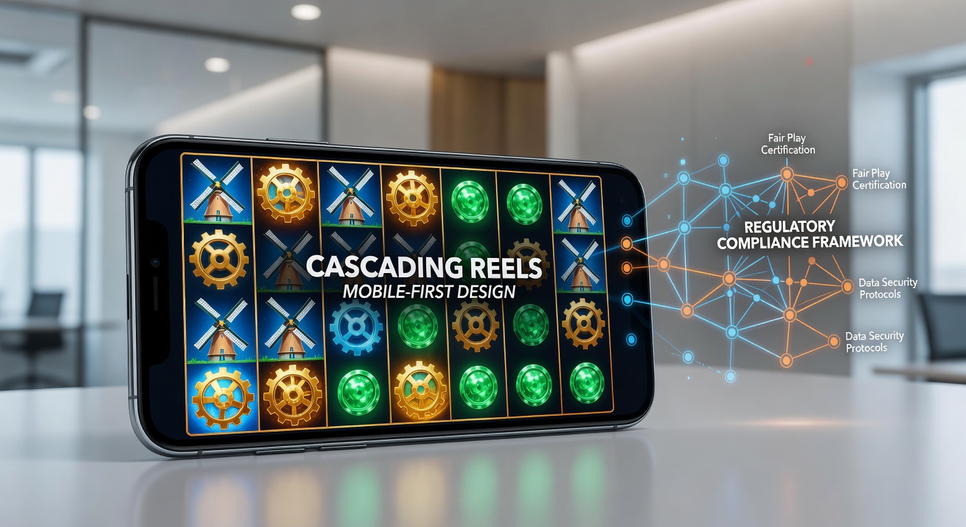 Cascading reels in mobile slot design showing falling symbols on smartphone screen