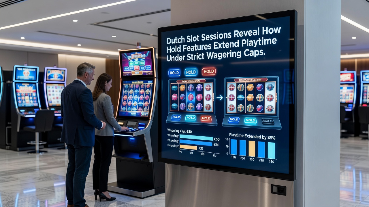 Grafiek die speelduur toont in Nederlandse slots met en zonder hold-features onder inzet caps