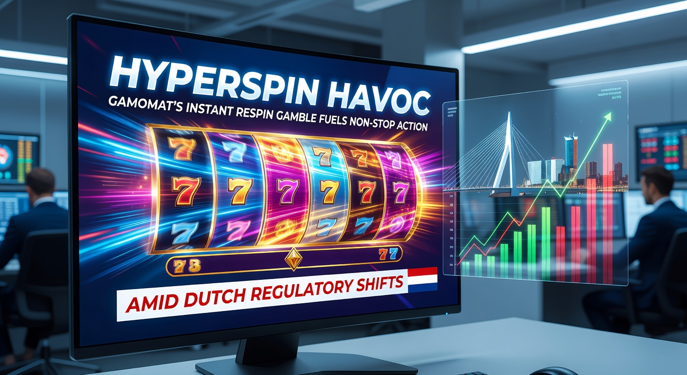Gamomat's Hyperspin Havoc in actie met draaiende respins en gokopties op een dynamisch spelbord