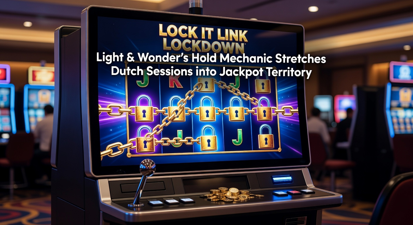 Schermafbeelding van Lock It Link Lockdown gokkast met hold-symbolen en respins in actie, typisch voor Light & Wonder’s mechanieken
