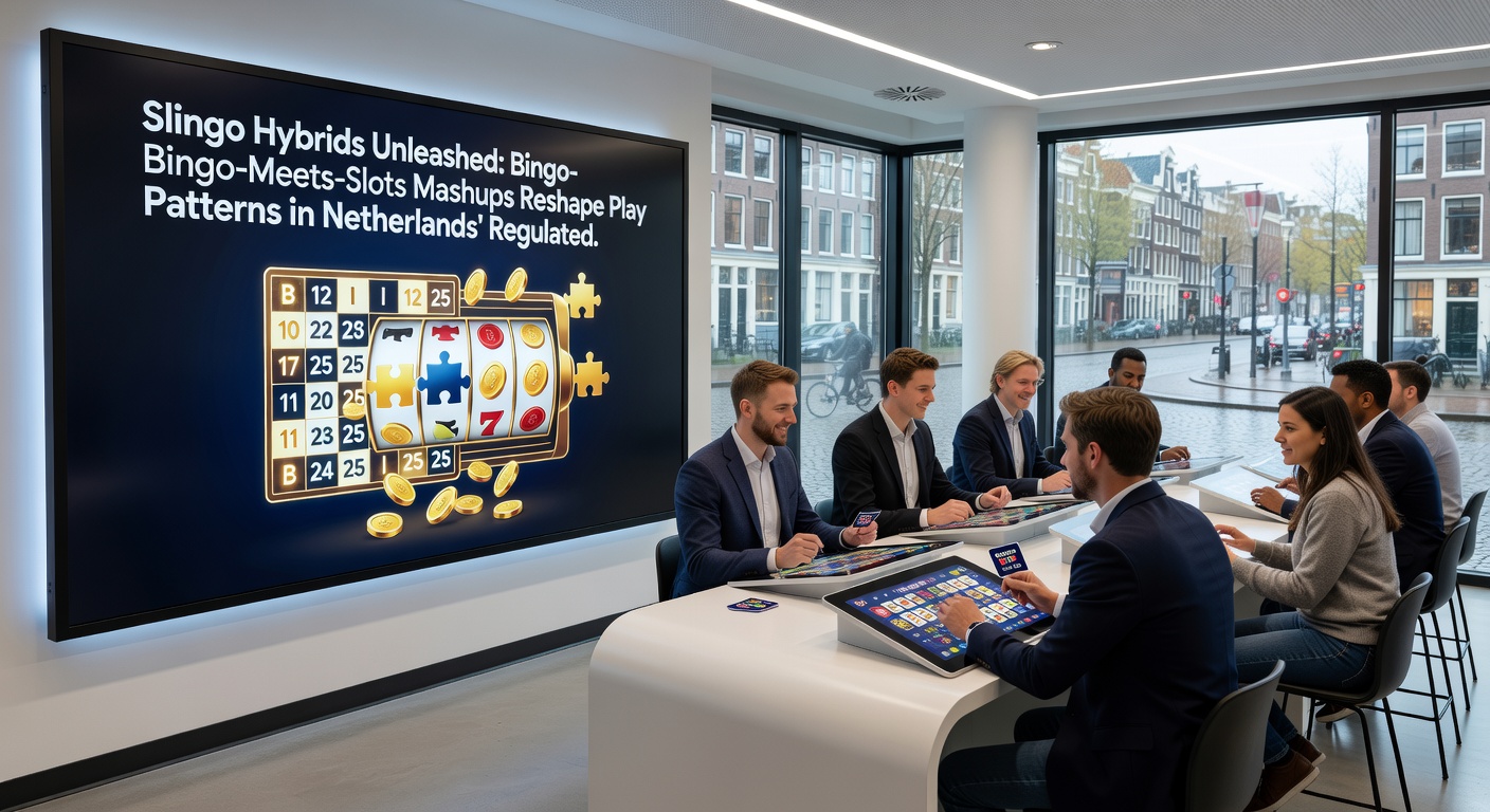 Spelers analyseren een Slingo-grid op mobiel, met jackpot-meters die oplopen in een Nederlands casino-app